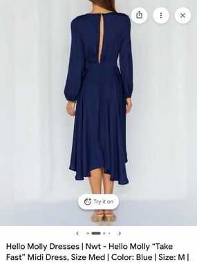Hello Molly Navy Blue Long-Sleeve Midi Dress